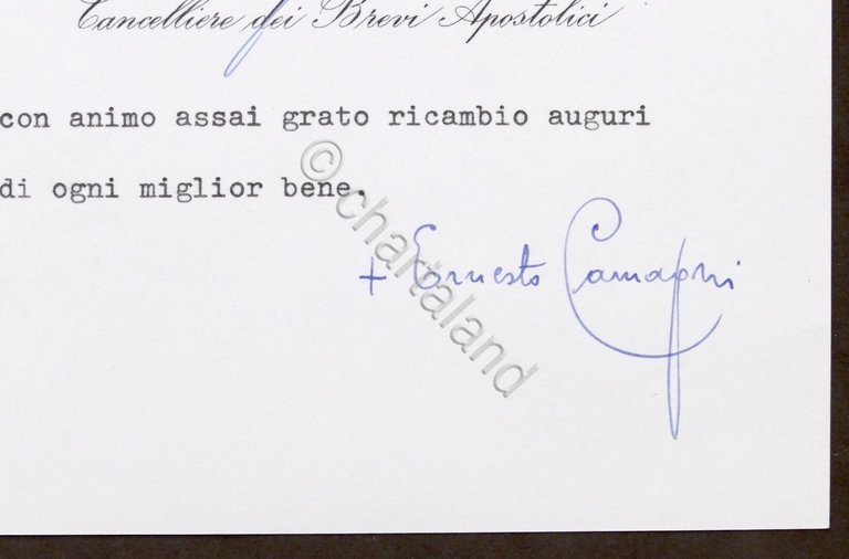 Autografo di Mons. Ernesto Camagni vescovo di Suava - 1965