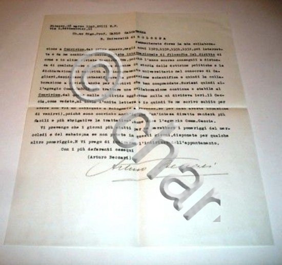 Autografo Lettera Arturo Beccari Firenze 1940 | Immagine Gallery 2