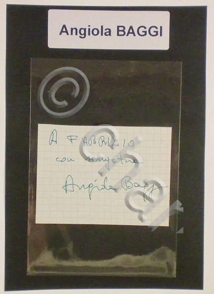 Autografo originale Angiola Baggi - foglietto - 1985 ca. 451