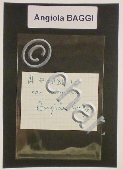Autografo originale Angiola Baggi - foglietto - 1985 ca. 451