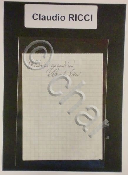 Autografo originale Claudio Ricci - foglietto - 2012 ca. 194