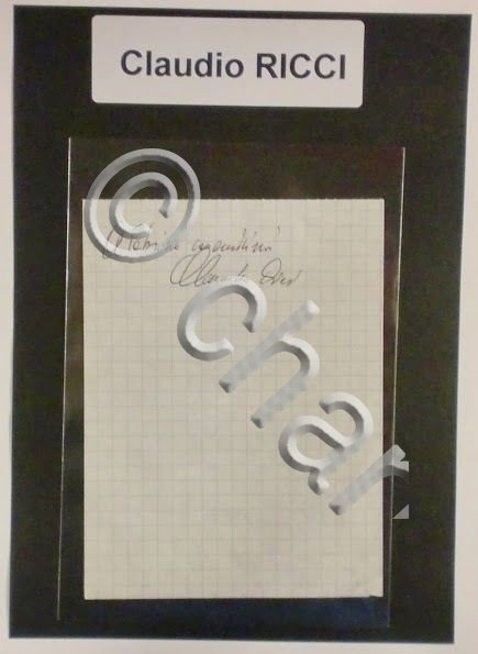 Autografo originale Claudio Ricci - foglietto - 2012 ca. 194