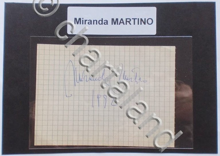 Autografo originale Miranda Martino - foglietto - 1992 ca. 270