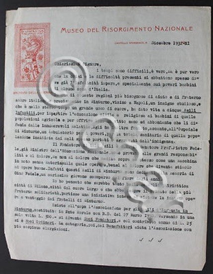 Autografo su Lettera dattiloscritta Antonio Monti Museo Risorgimento 1932