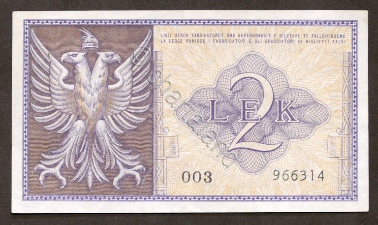 Banconota Regno d'Italia e Albania 2 Lek - Banca Nazionale …