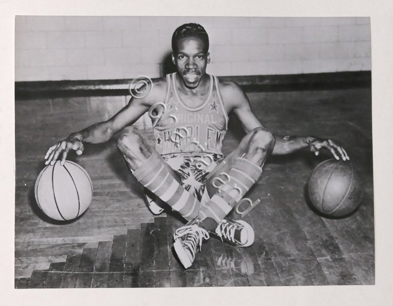 Basket Harlem Globetrotters Fotografia giocatore Leon Hillard - anni '50