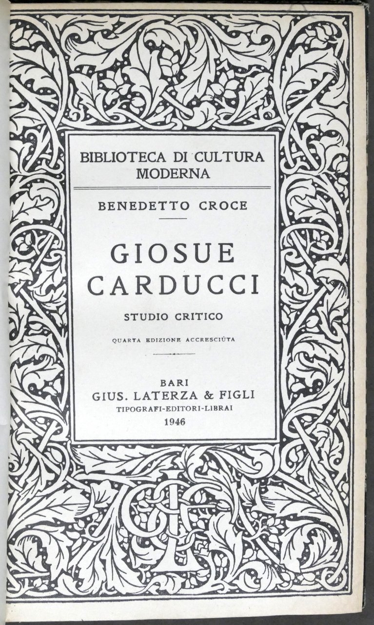 Benedetto Croce - Giosuè Carducci - Studio critico - ed. … | Immagine principale