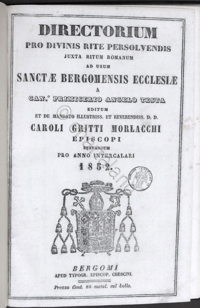 Bergamo - Directorium Pro Divinis Rite Persolvendis - Bergomensis Ecclesiae …