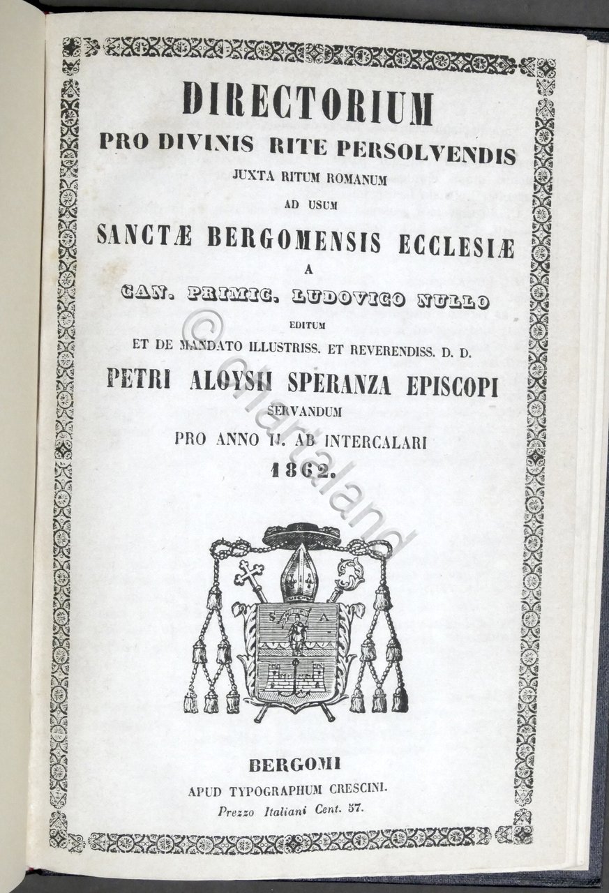 Bergamo - Directorium Pro Divinis Rite Persolvendis - Bergomensis Ecclesiae …