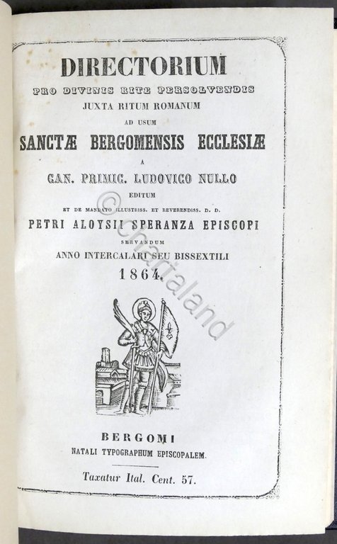 Bergamo - Directorium Pro Divinis Rite Persolvendis - Bergomensis Ecclesiae 1864
