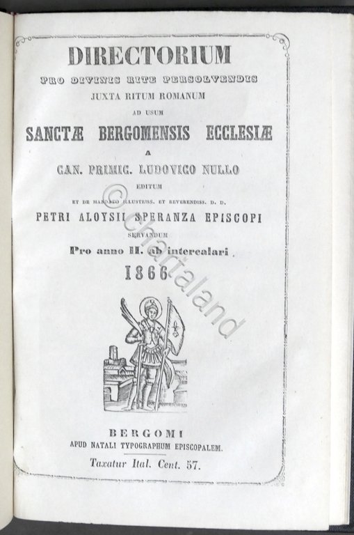 Bergamo - Directorium Pro Divinis Rite Persolvendis - Bergomensis Ecclesiae 1866