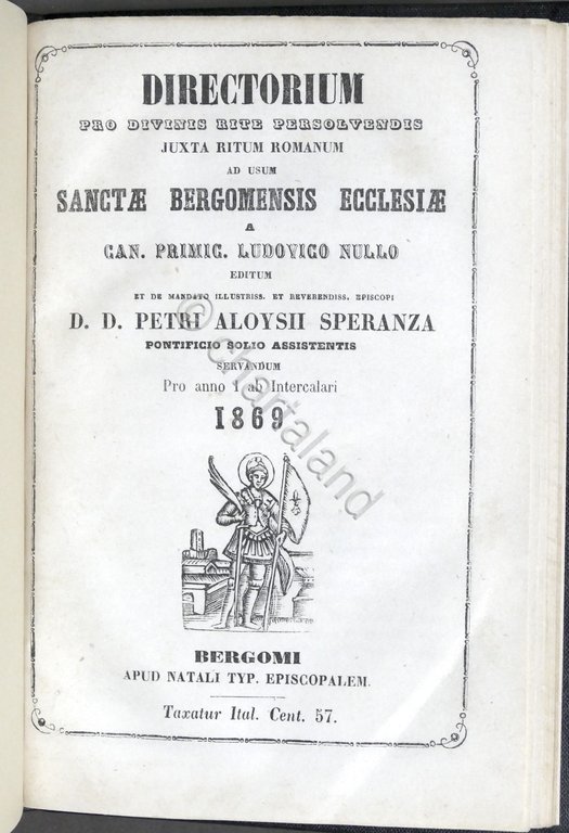 Bergamo - Directorium Pro Divinis Rite Persolvendis - Bergomensis Ecclesiae 1869