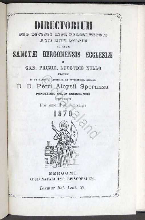 Bergamo - Directorium Pro Divinis Rite Persolvendis - Bergomensis Ecclesiae 1870