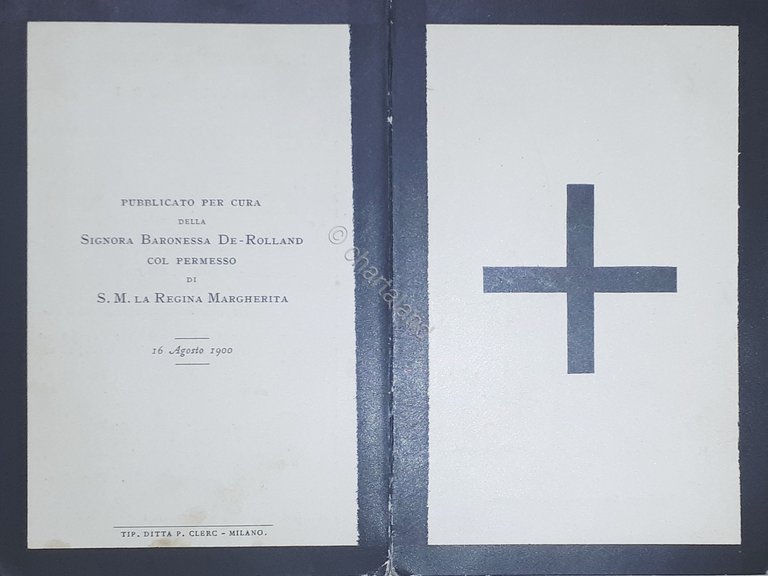 Biglietto Commemorativo - Divozione in memoria di Re Umberto I …