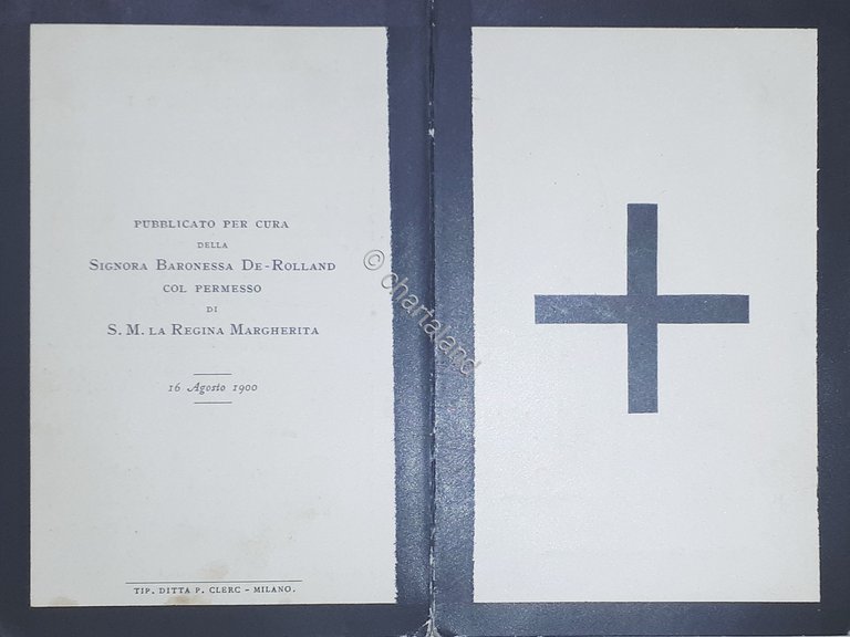 Biglietto Commemorativo - Divozione in memoria di Re Umberto I …