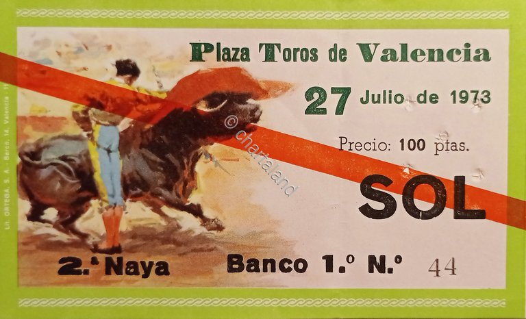 Biglietto Corrida - Plaza Toros de Valencia - 27 Julio …