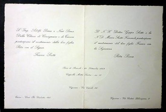 Biglietto Invito Nozze - Franco Scotti e Rita Poma - …