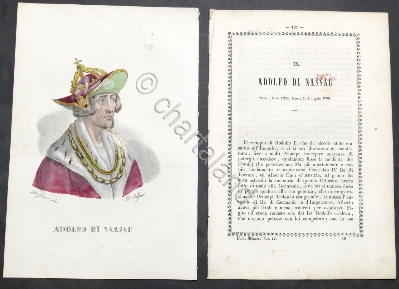 Biografia e stampa di Adolfo di Nassau - 1842