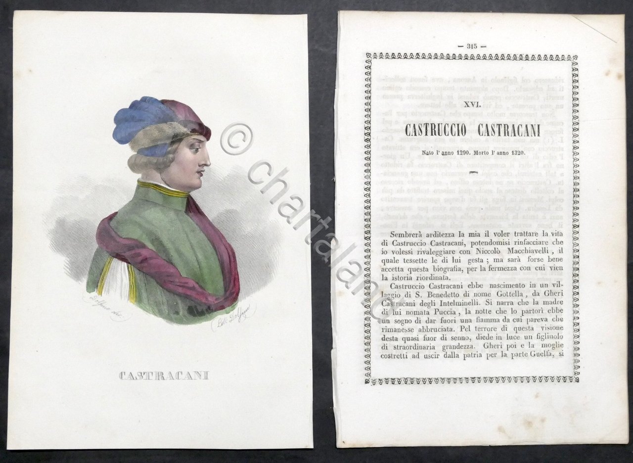 Biografia e stampa di Castruccio Castracani - 1842