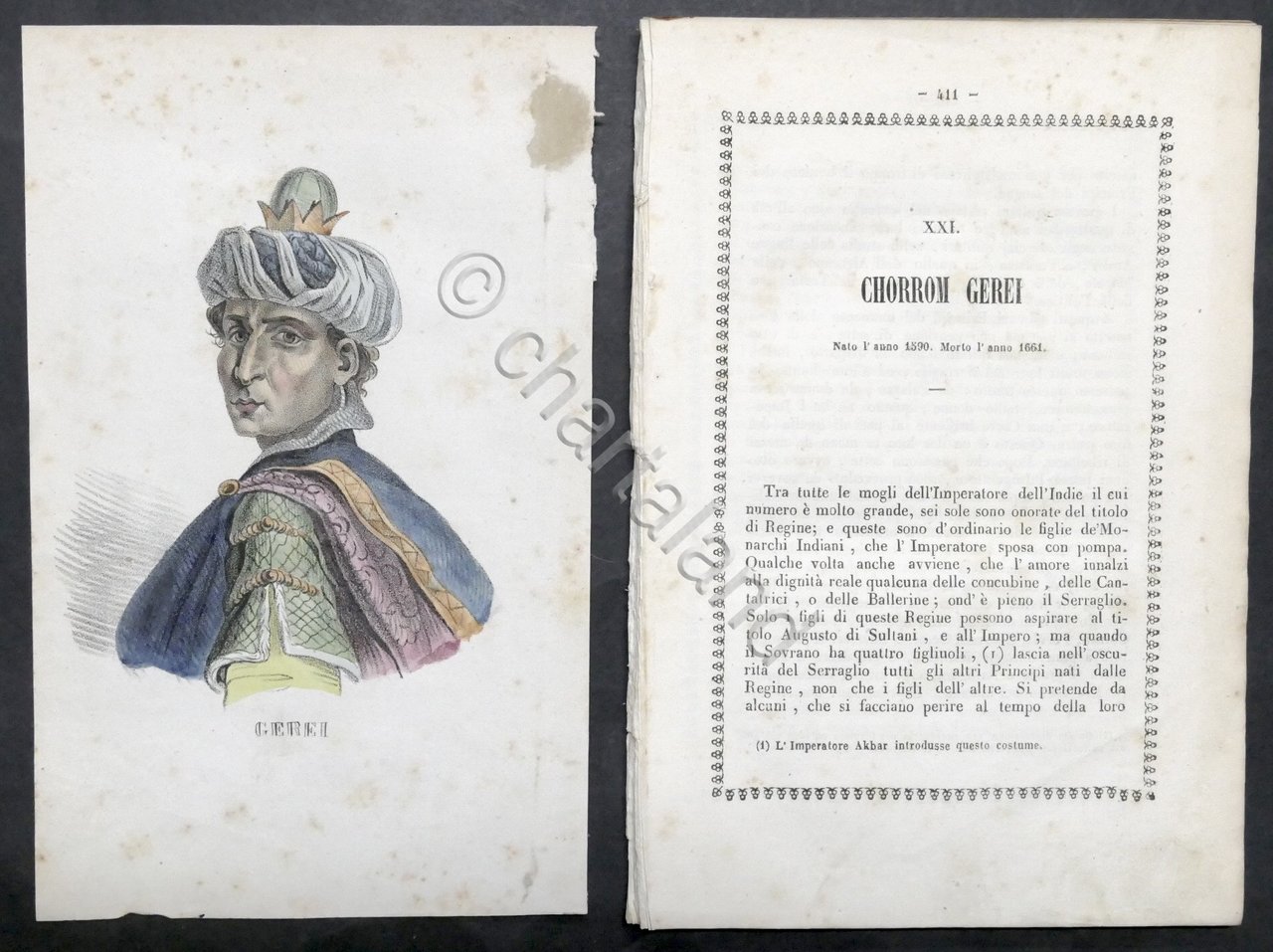 Biografia e stampa di Chorrom Gerei - 1843