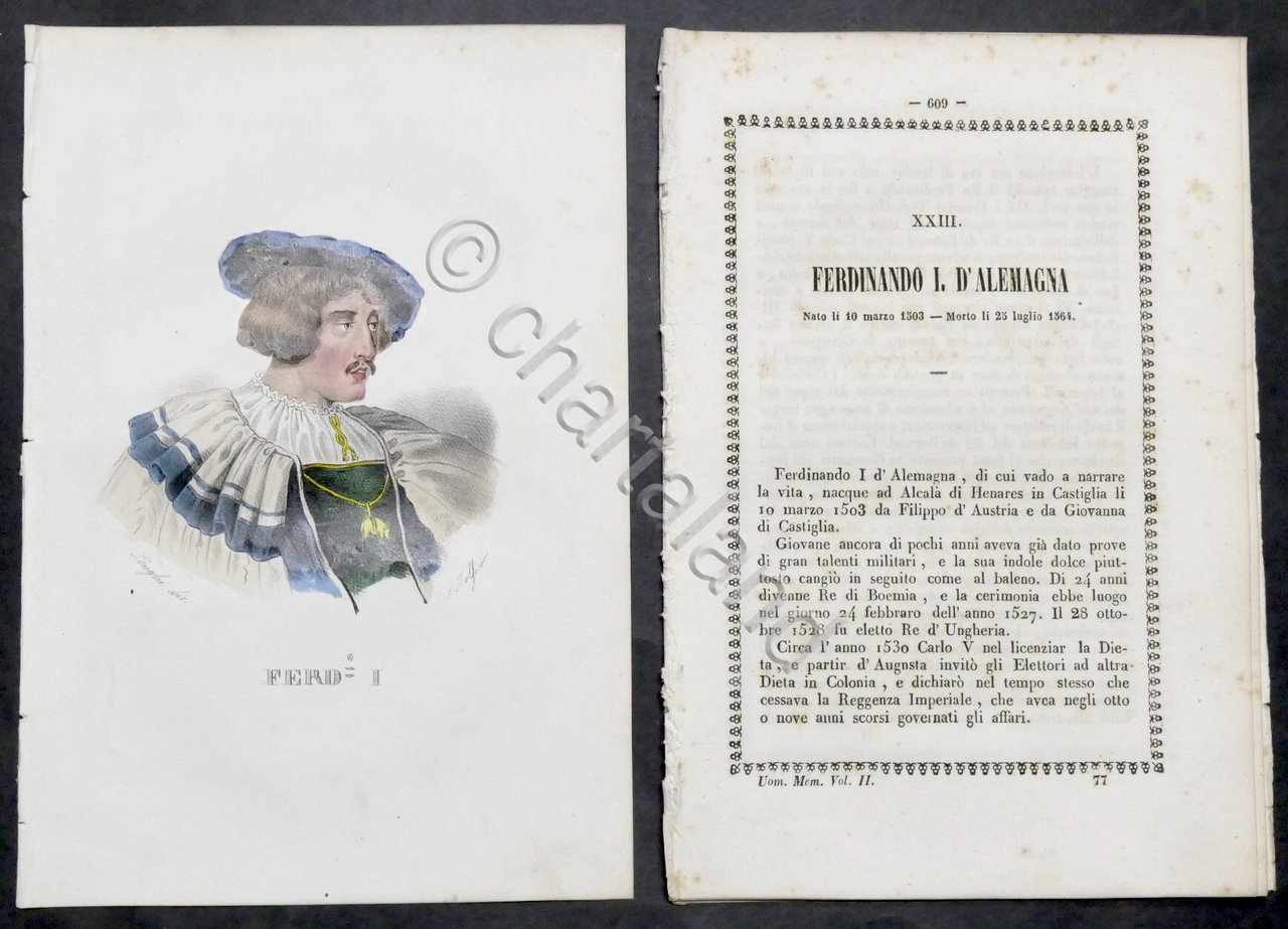 Biografia e stampa di Ferdinando I d'Alemagna - 1843