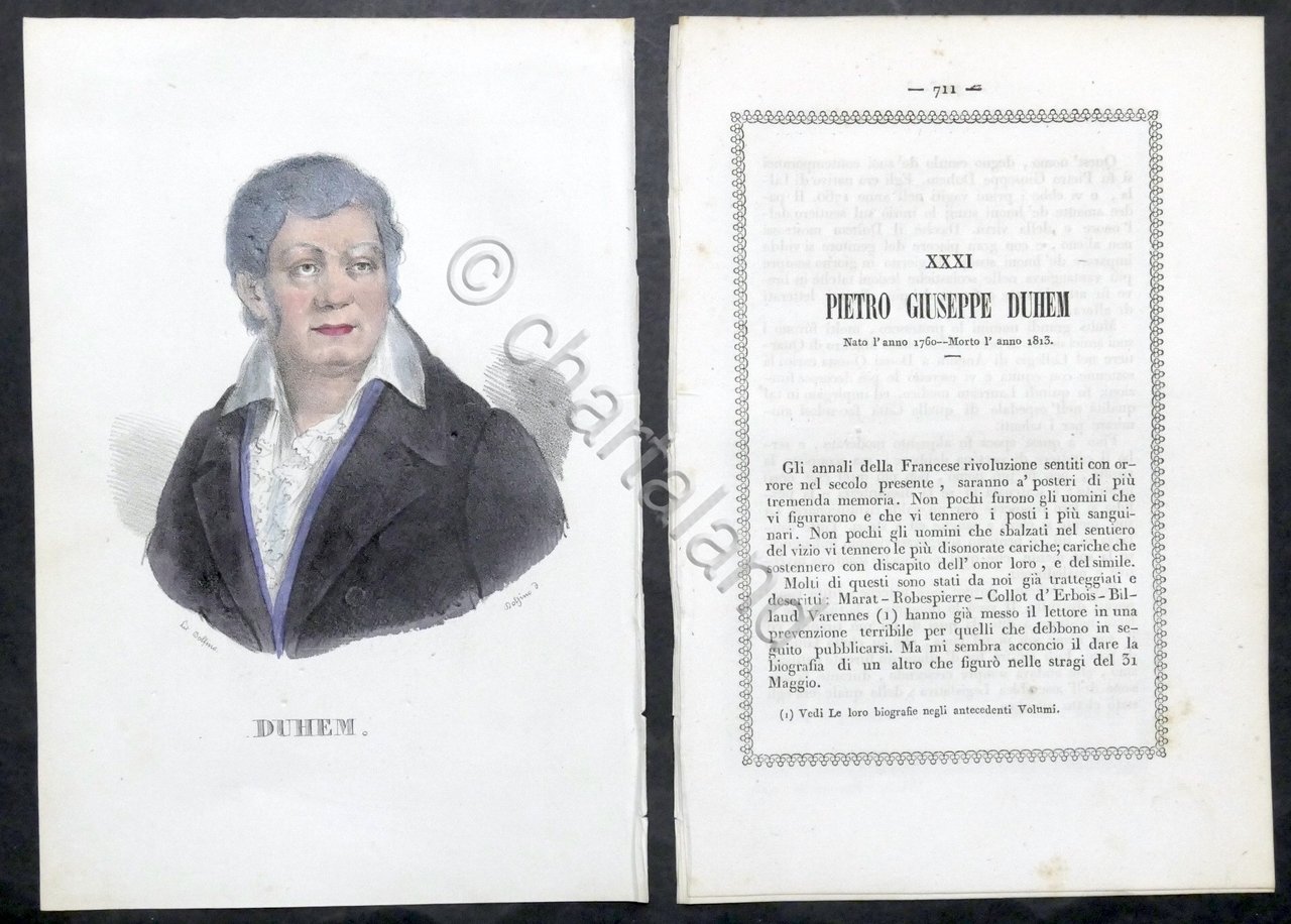 Biografia e stampa di Pietro Giuseppe Duhem - 1843