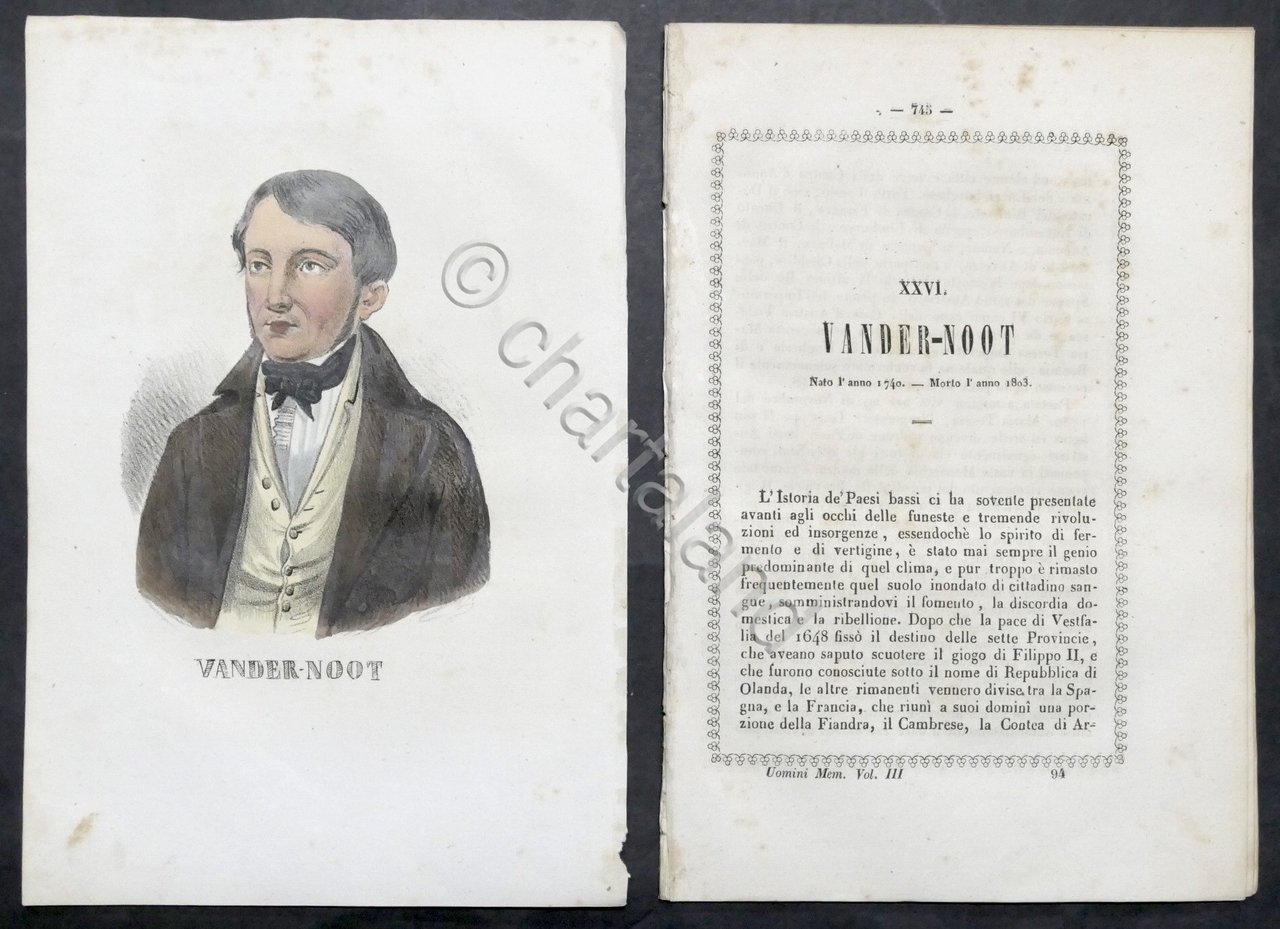 Biografia e stampa di Vander-Noot - 1848