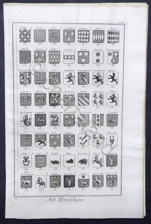 Blason ou art Heraldique - Lotto tavole tratte da Encyclopedie …