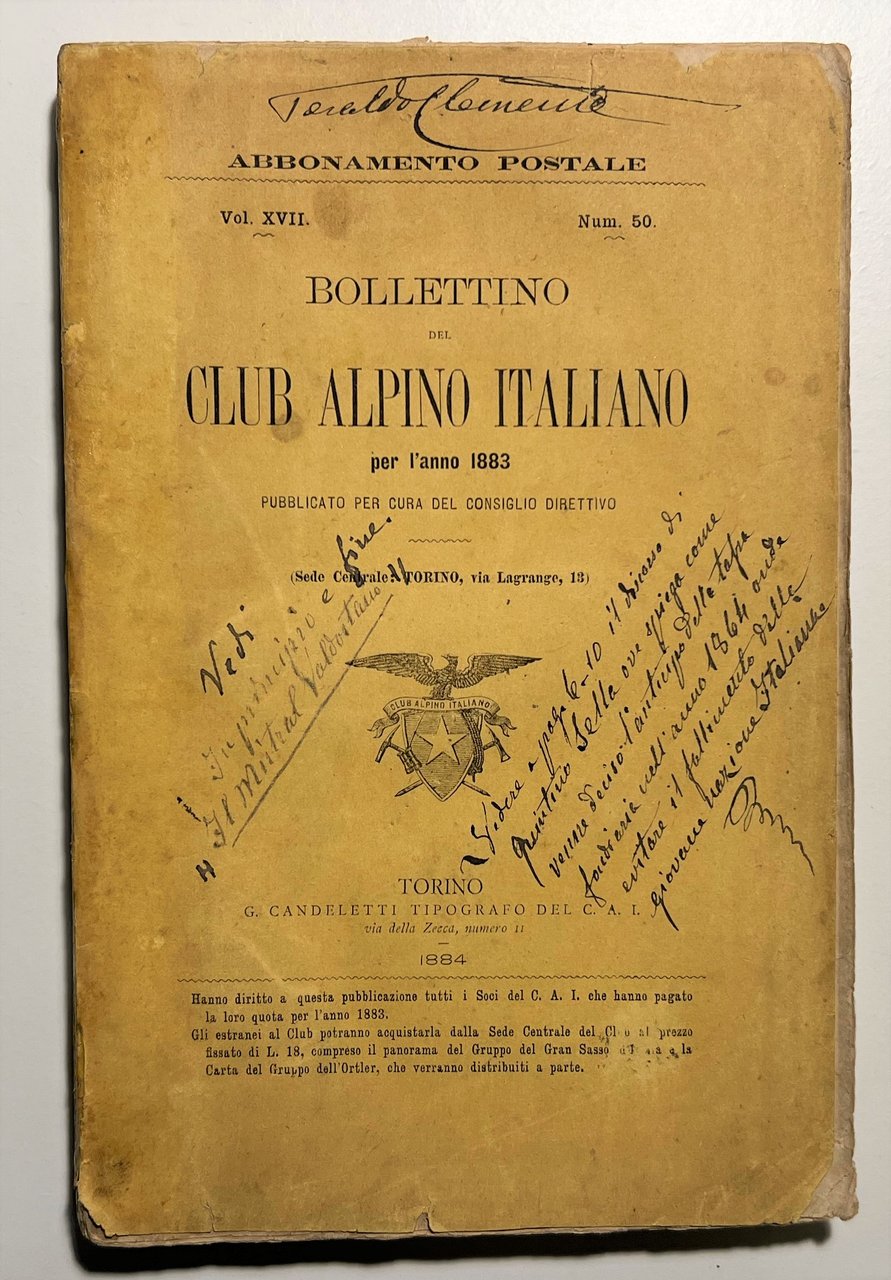 Bollettino del Club Alpino Italiano per l'Anno 1883 - Vol. …
