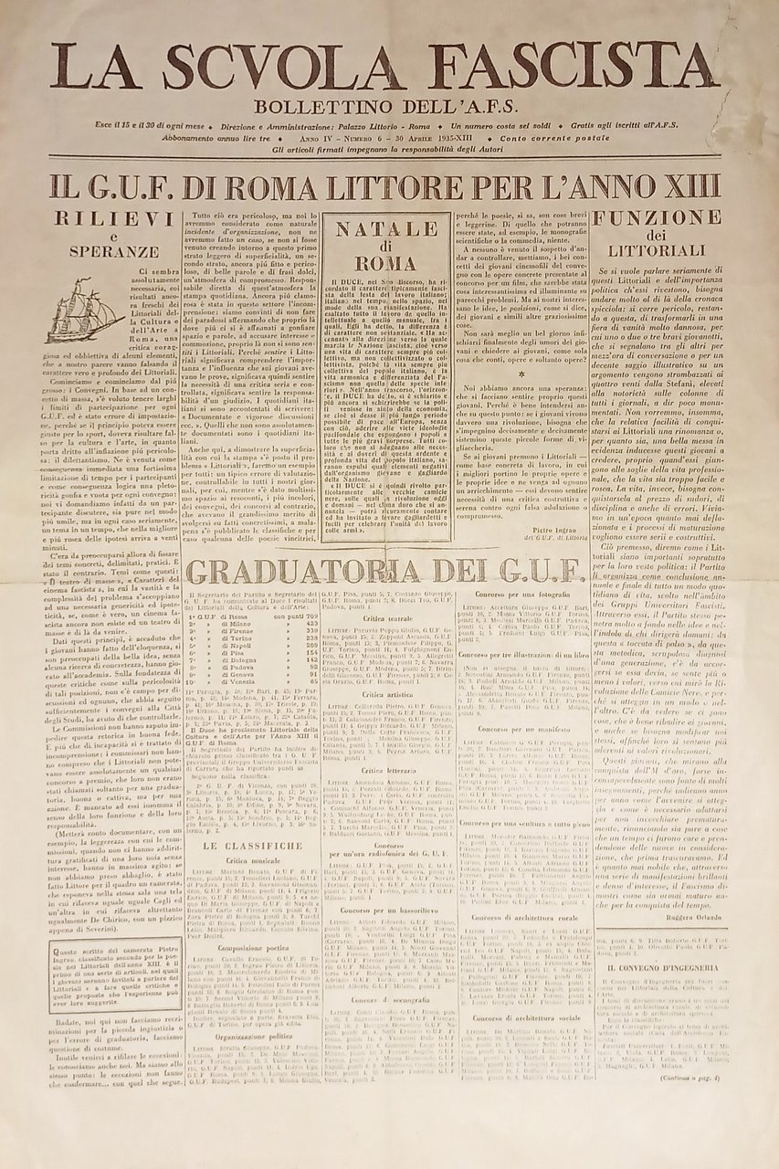 Bollettino dell'A. F. S. - La Scuola Fascista n. 6 …