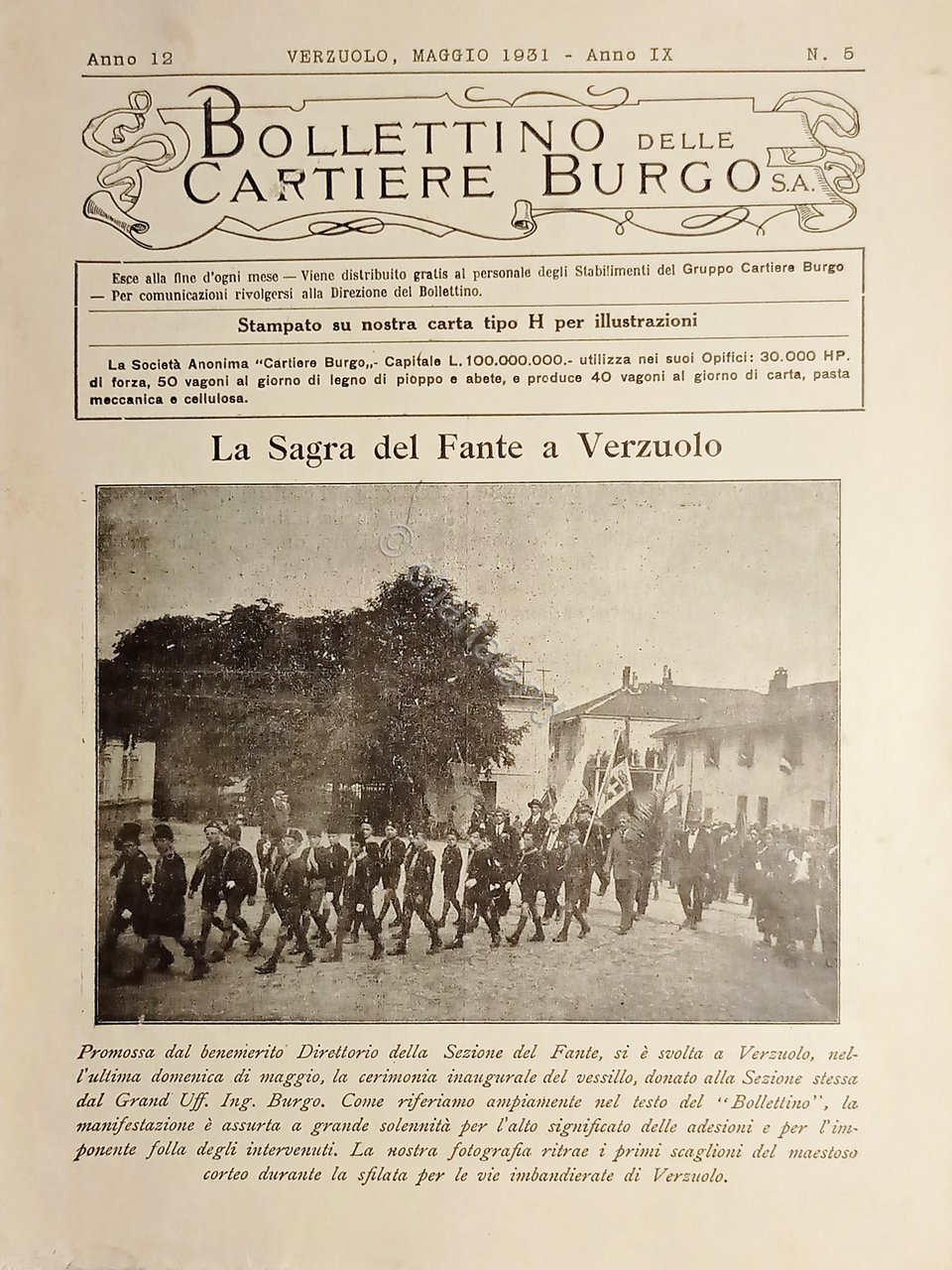 Bollettino delle Cartiere Burgo N. 5 - Maggio 1931