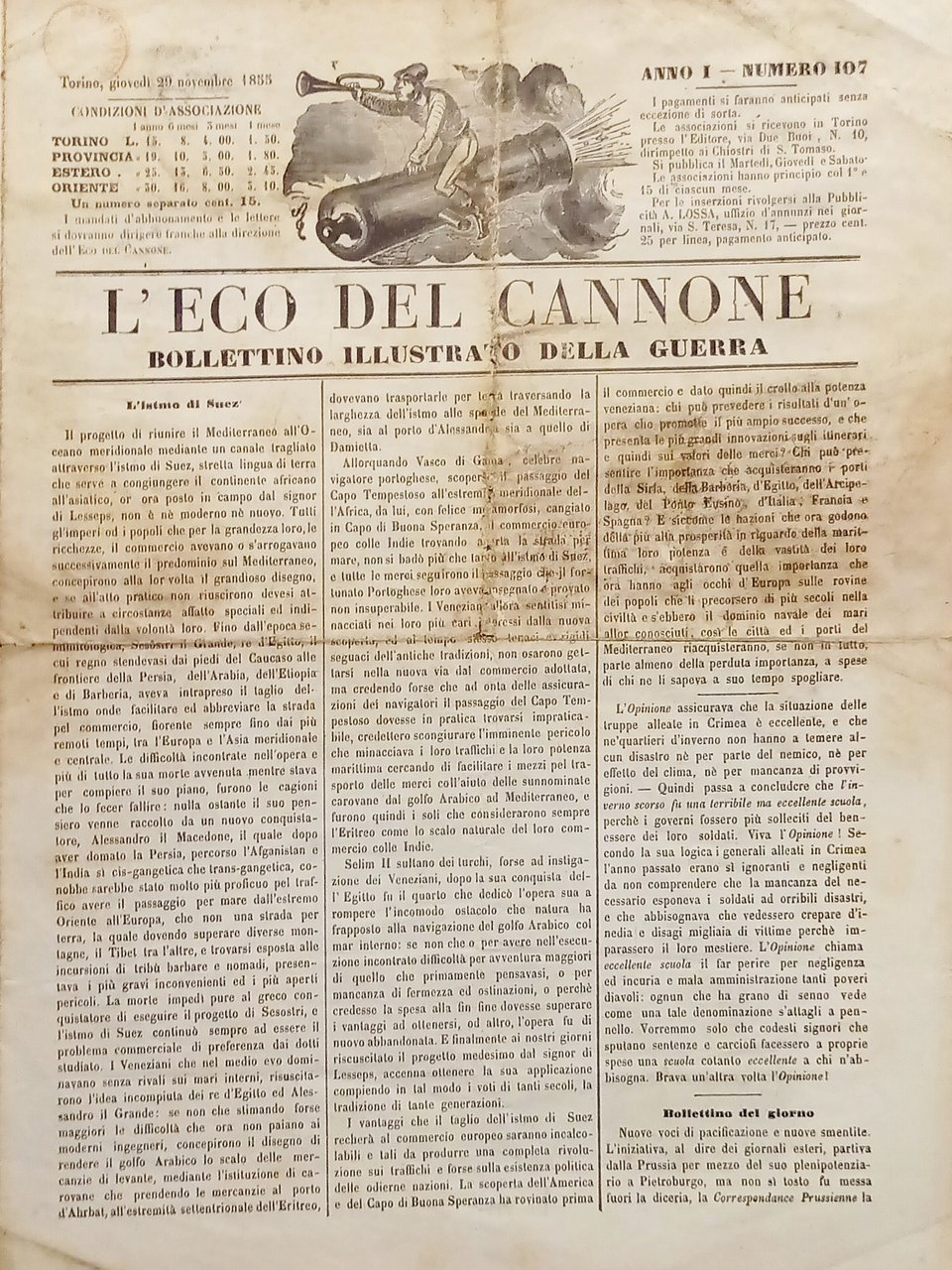 Bollettino Illustrato della Guerra - L'Eco del Cannone N. 107 …
