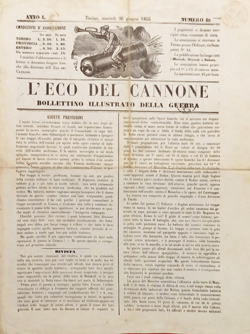 Bollettino Illustrato della Guerra - L'Eco del Cannone N. 40 …