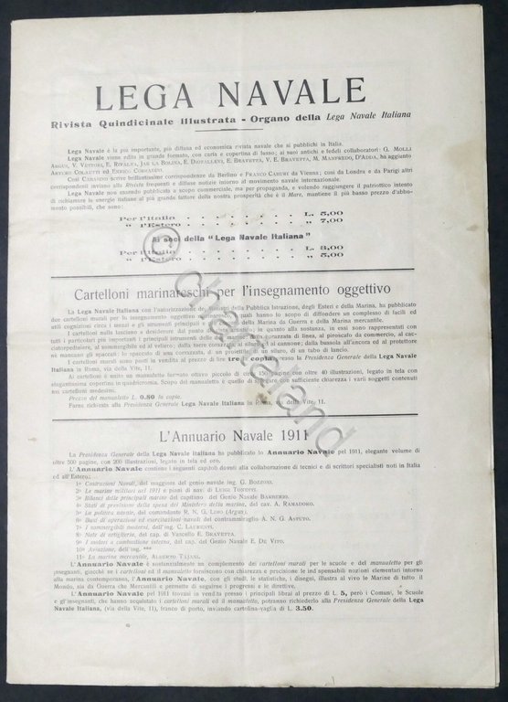 Bollettino Ufficiale della Lega Navale Italiana - Secondo Trimestre 1911