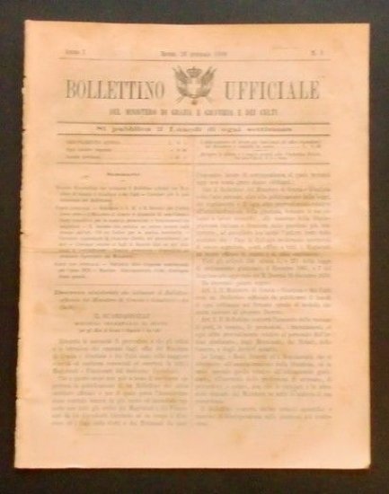 Bollettino Ufficiale Ministero Grazia Giustizia Culti - Anno I - … | Immagine principale