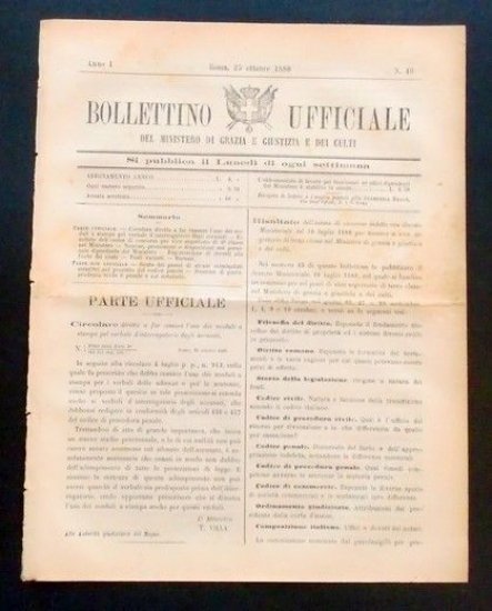 Bollettino Ufficiale Ministero Grazia Giustizia Culti - Anno I - … | Immagine principale