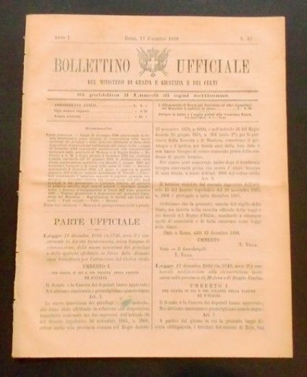 Bollettino Ufficiale Ministero Grazia Giustizia Culti - Anno I - … | Immagine principale