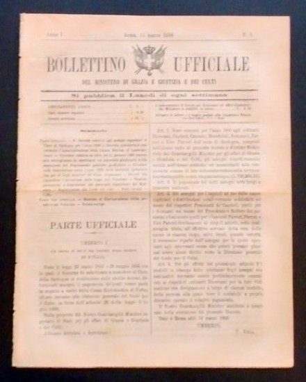 Bollettino Ufficiale Ministero Grazia Giustizia Culti - Anno I - … | Immagine principale