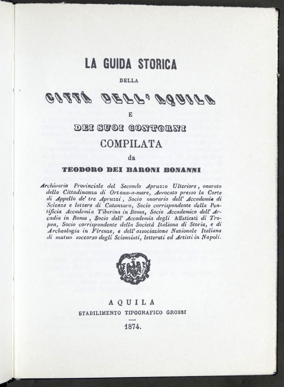 Bonanni - La Guida Storica della Citt‡ dell'Aquila - 1874 …