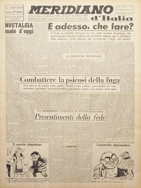 Giornale - Meridiano d'italia N. 4 - Combattere la psicosi della fuga - 1949