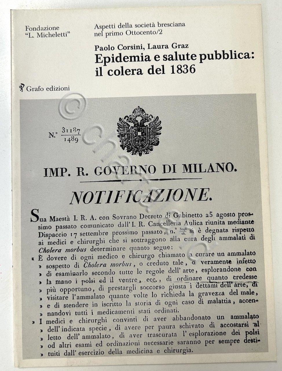 Brescia Ottocento - Epidemia e salute pubblica: il colera del … | Immagine principale