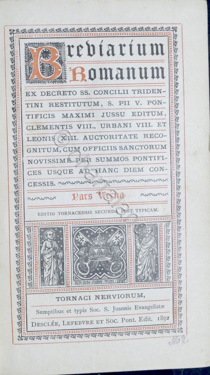 Breviarium Romanum ex Decreto SS. Concilii Tridentini - Pars Verna …