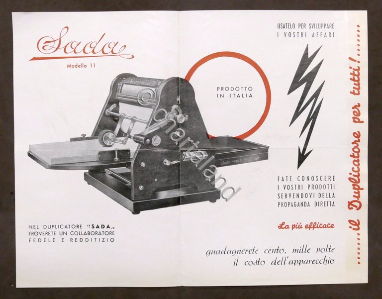 Brochure - Sada - Apparecchio Duplicatore modello 11 - anni …