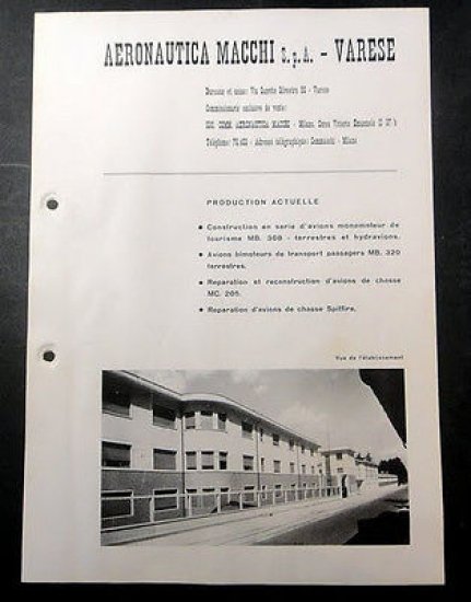 Brochure Aeronautica - Macchi Varese - B 320 - 1950 ca.