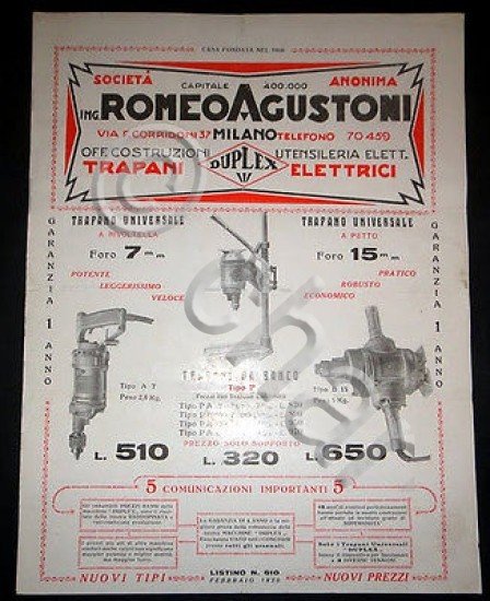 Brochure Agustoni Trapani Elettrici - 1930