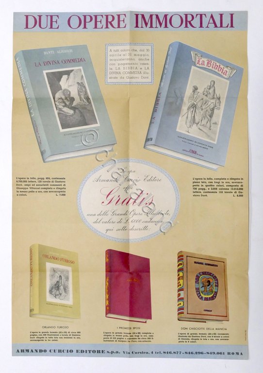 Brochure Armando Curcio Editore - Opere Divina Commedia / Bibbia - 1955