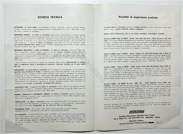 Brochure Auto M.A.P. - Costruzione Cabine per Autoveicoli Industriali 1970 …