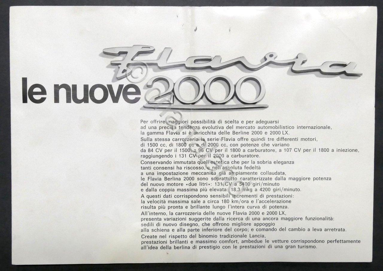 Brochure automobile Lancia Flavia: le nuove 2000 - 1968 ca.