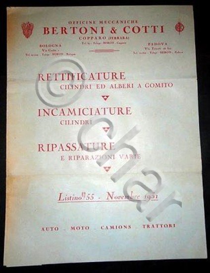 Brochure Bertoni & Cotti Rettificature Ripassature 1931 | Immagine Gallery 2