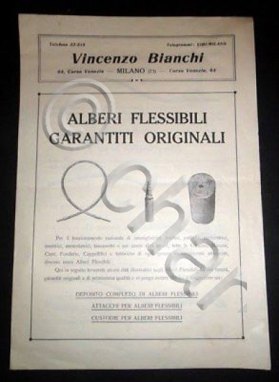 Brochure Bianchi Milano Alberi Flessibili 1930 ca.